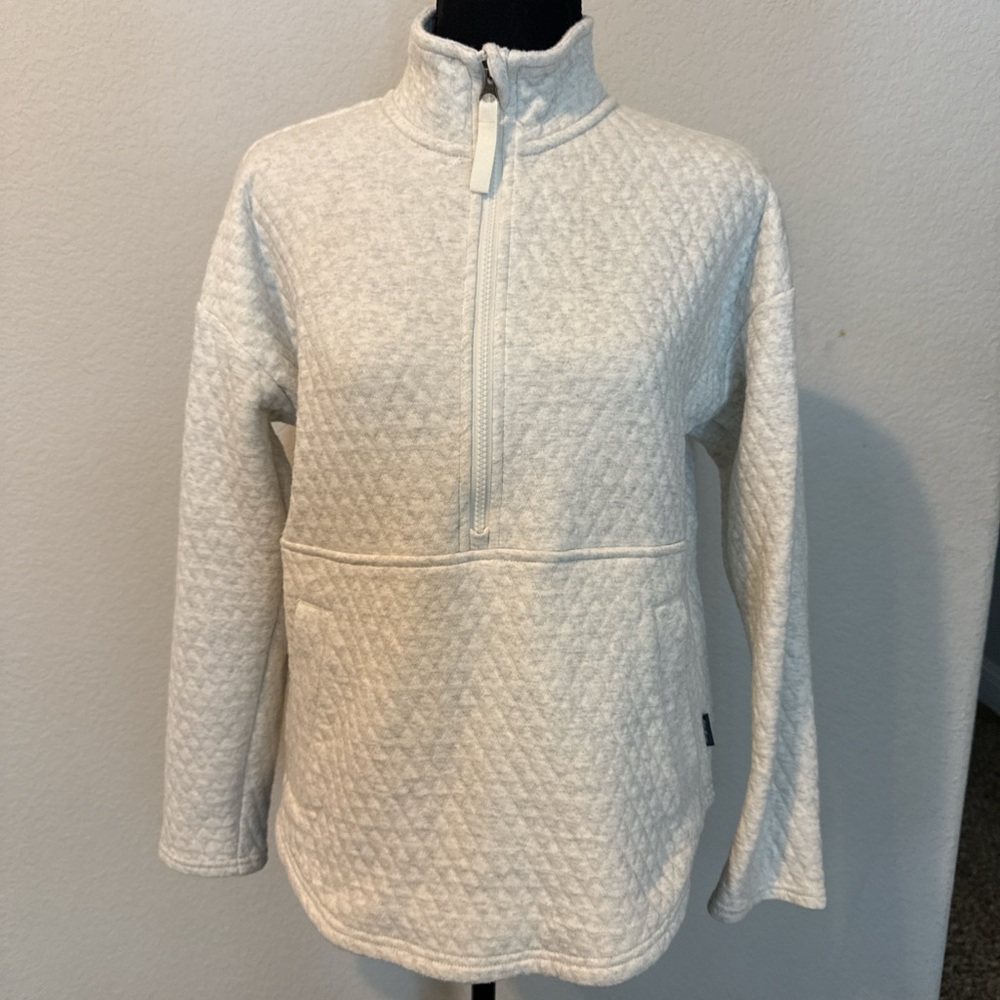 Cream Quilted Half-Zip Pullover